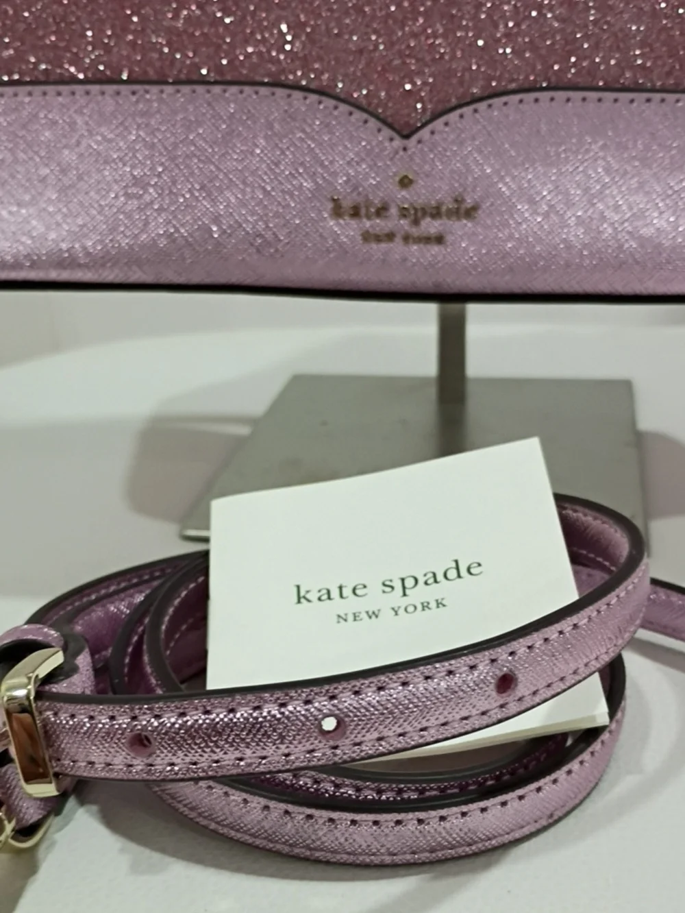 kate spade Pink Glitter and Saffiano Tote with Detachable Crossbody Strap